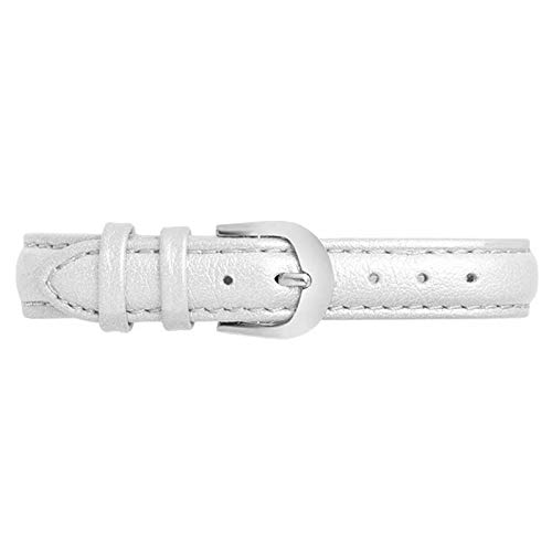 Lederband 14-20mm Quick Release Leder Uhrenarmbänder Weiß-Silber-Haken, 14mm von Cycat