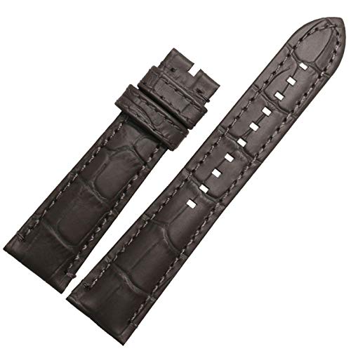 Lederband 22mm Double Head Schicht Armband mit Edelstahl-Schnalle Dunkelgrau, 22mm Rose Bucle von Cycat