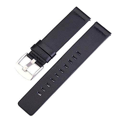 Lederband Klassisches Uhrenarmband Quick Release Uhrenarmband Leder Schwarz-Silber Buckle, 24mm von Cycat