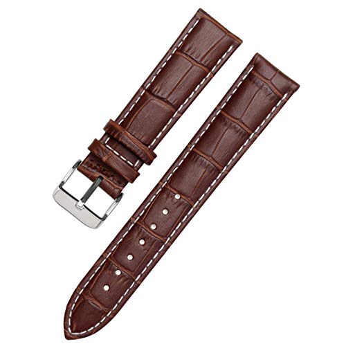 Lederband Straps 12-24mm-Uhr-Armband Armband Braun, Weiß, Silber, 13mm von Cycat