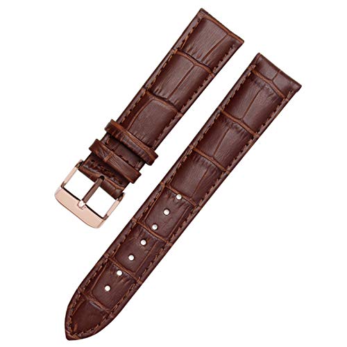 Lederband Straps 12-24mm-Uhr-Armband Armband Brown Rose Gold, 24mm von Cycat