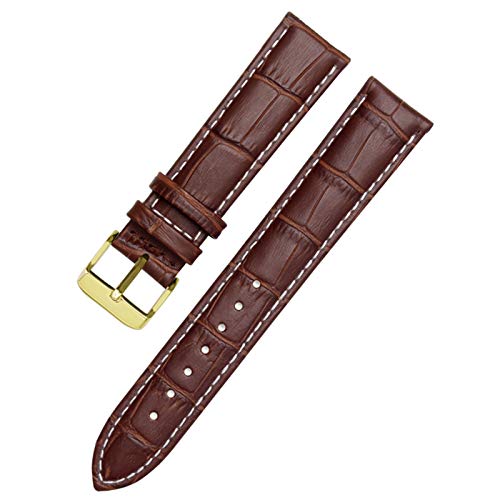 Lederband Straps 12-24mm-Uhr-Armband Armband Brown White Gold, 10mm von Cycat