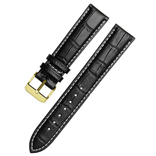 Lederband Straps 12-24mm-Uhr-Armband Armband Schwarz-Weißgold, 18mm Lederband Straps 12-24mm-Uhr-Armband Armband Schwarz-Weißgold, 18mm von Cycat