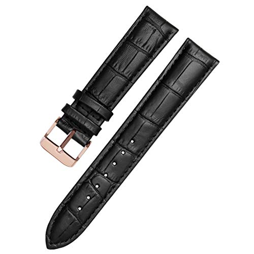 Lederband Straps 12-24mm-Uhr-Armband Armband Schwarze Rose Gold, 19mm von Cycat