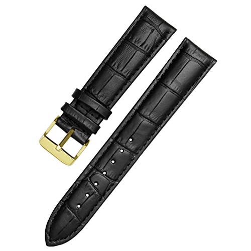 Lederband Straps 12-24mm-Uhr-Armband Armband Schwarzes Gold, 10mm von Cycat