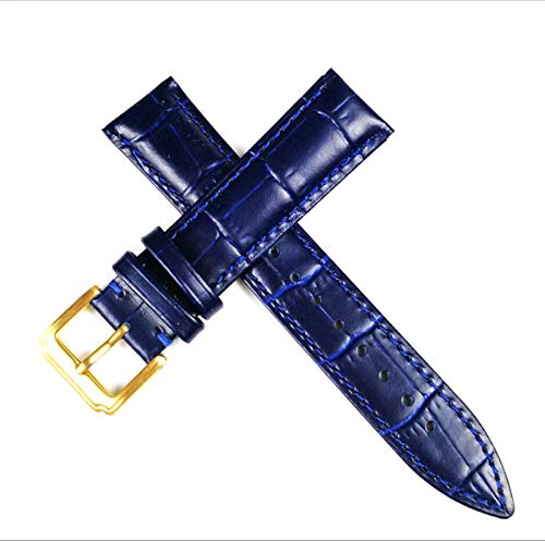 Lederband-Uhr-Gurt-Bügel 12-20mm Uhrenarmband Leder Buckle Dunkles Blau Gold, 18mm von Cycat