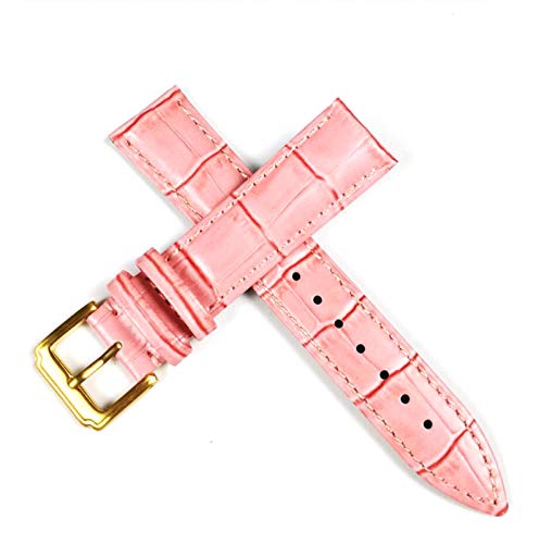 Lederband-Uhr-Gurt-Bügel 12-20mm Uhrenarmband Leder Buckle Pink Gold, 22mm von Cycat