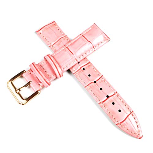 Lederband-Uhr-Gurt-Bügel 12-20mm Uhrenarmband Leder Buckle Rosa Rose Gold, 16mm von Cycat