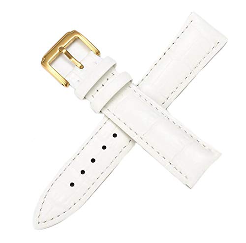 Lederband-Uhr-Gurt-Bügel 12-20mm Uhrenarmband Leder Buckle Weißes Gold, 12mm von Cycat