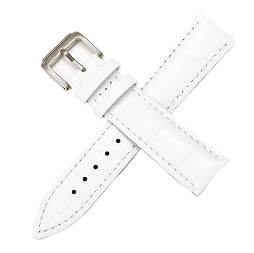 Lederband-Uhr-Gurt-Bügel 12-20mm Uhrenarmband Leder Buckle Weißsilber, 12mm von Cycat