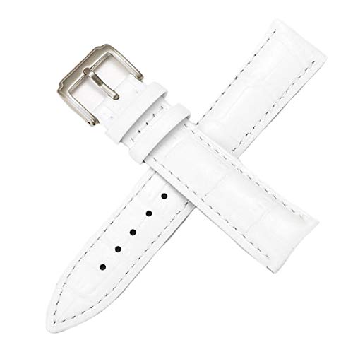 Lederband-Uhr-Gurt-Bügel 12-20mm Uhrenarmband Leder Buckle Weißsilber, 22mm von Cycat