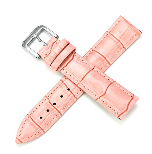 Lederband-Uhr-Gurt-Bügel 12-20mm Uhrenarmband Leder Buckle rosa-Silber, 14mm von Cycat