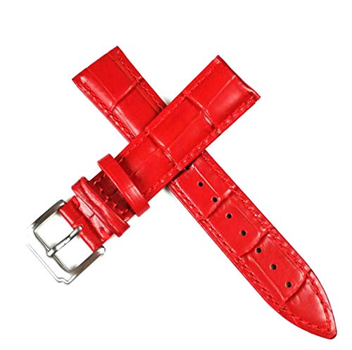 Lederband-Uhr-Gurt-Bügel 12-20mm Uhrenarmband Leder Buckle rot Silber, 12mm von Cycat