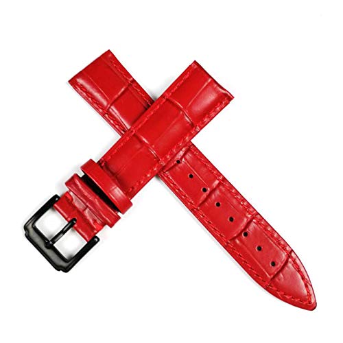 Lederband-Uhr-Gurt-Bügel 12-20mm Uhrenarmband Leder Buckle rot schwarz, 12mm von Cycat