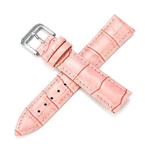 Cycat Lederband Uhrenarmband 12-20mm Quick Release Uhrenarmband Leder rosa-Silber, 14mm von Cycat