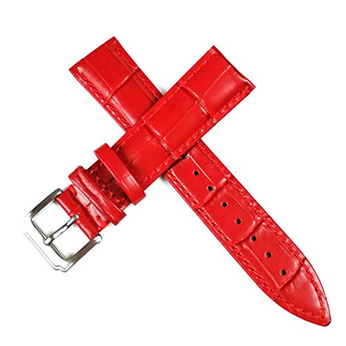 Cycat Lederband Uhrenarmband 12-20mm Quick Release Uhrenarmband Leder rot Silber, 12mm von Cycat