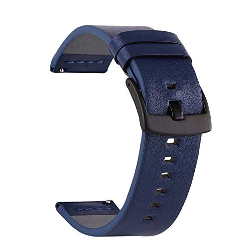 Lederersatzuhrenarmband mit Poliert Uhr Schließe Schnalle Blau Schwarz, 20mm von Cycat