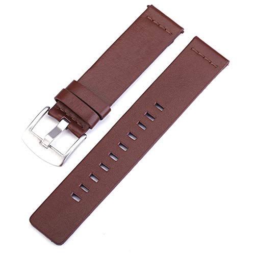 Lederersatzuhrenarmband mit Poliert Uhr Schließe Schnalle Brown (Silber), 24mm von Cycat