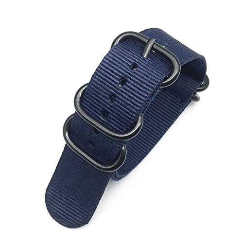 Nylon-Uhrenarmband 18mm/20mm/22mm/24mm gestreifte Regenbogen-Leinwand-Ersatz Nylon Uhrenarmbänder Blau, 22mm von Cycat