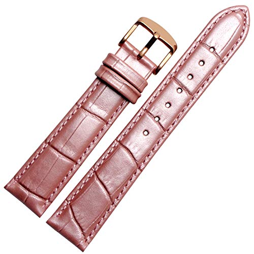 Quick Release Uhrenarmband 16Mm/18mm/20mm/21mm/22mm Leder Rosa Ersatz-Uhrenarmband Pink Rose Buckle, 22mm von Cycat