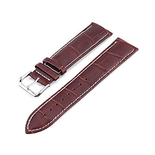 Uhrenarmband Leder 10-24mm Schnellspanner Lederarmbänder Brown White Line, 14mm von Cycat