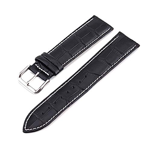 Uhrenarmband Leder 10-24mm Schnellspanner Lederarmbänder Schwarz White Line, 12mm von Cycat