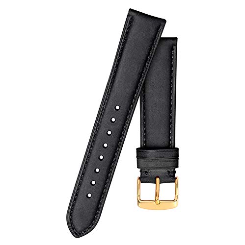 Uhrenarmband Leder 14-24mm Ersatz Gürtel mit Goldschnalle Black-Black Line, 19mm von Cycat