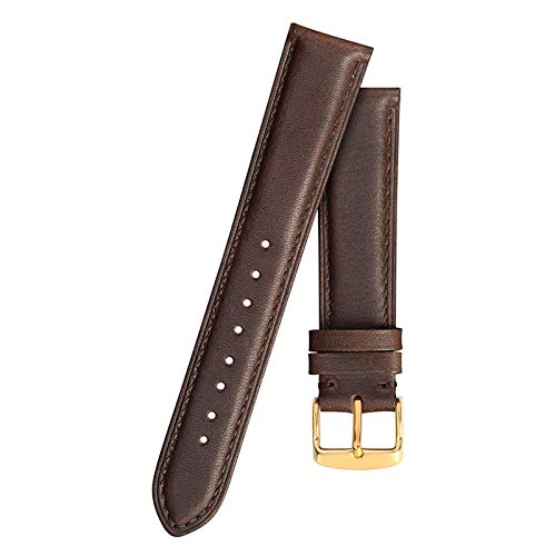 Uhrenarmband Leder 14-24mm Ersatz Gürtel mit Goldschnalle Brown-Brown-Linie, 18mm von Cycat