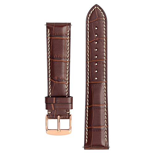 Uhrenarmband Leder 18-22M Ersatz-Gürtel mit Rose Gold Buckle Brown-Beige-Linie, 20mm von Cycat