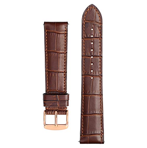 Uhrenarmband Leder 18-22M Ersatz-Gürtel mit Rose Gold Buckle Brown-Brown-Linie, 20mm von Cycat