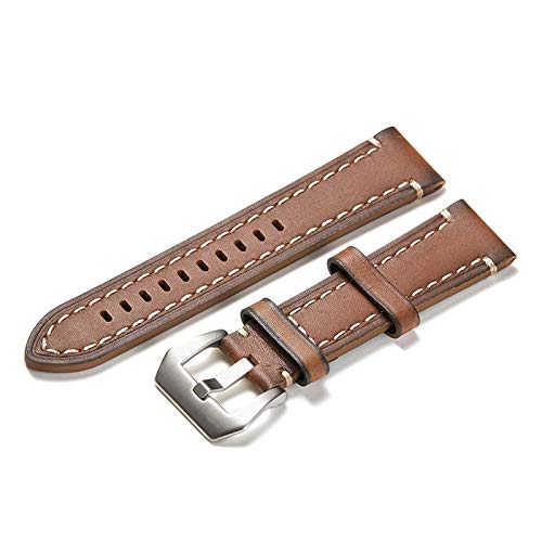 Uhrenarmband Leder 18-24Mm Damen/Herren Uhren Zubehör Gelb Braun-A, 24mm von Cycat