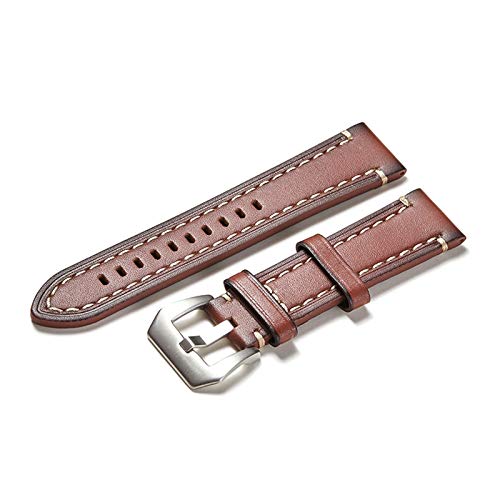 Uhrenarmband Leder 18-24Mm Damen/Herren Uhren Zubehör Rotbraun-A, 24mm von Cycat