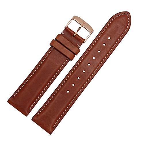 Uhrenarmband Leder 20/21mm Uhrenarmband Leder Edelstahl-Wölbung Brown Rose Buckle, 20mm von Cycat