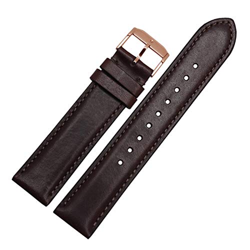 Uhrenarmband Leder 20/21mm Uhrenarmband Leder Edelstahl-Wölbung Dark Brown Rose, 20mm von Cycat