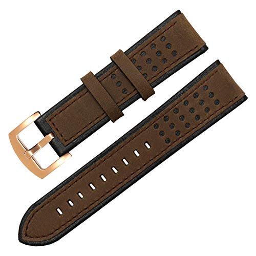 Uhrenarmband Leder 20/22/24mm Uhrenarmband Uhrenarmbänder Armee Rose Buckle, 20mm von Cycat