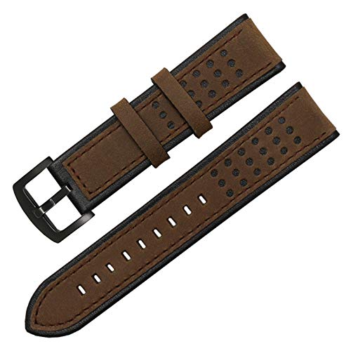 Uhrenarmband Leder 20/22/24mm Uhrenarmband Uhrenarmbänder Army Black Buckle, 22mm von Cycat