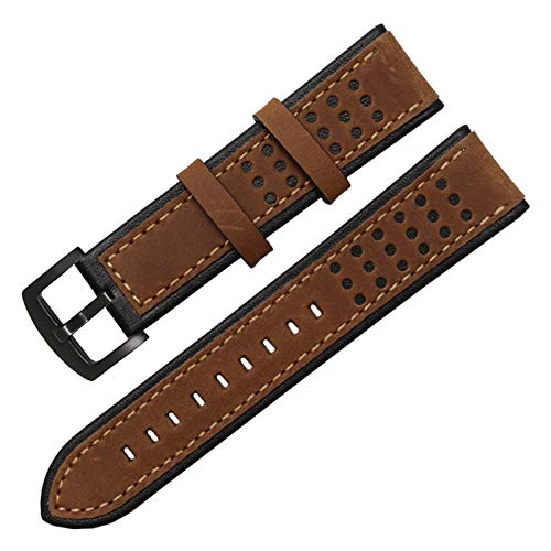 Uhrenarmband Leder 20/22/24mm Uhrenarmband Uhrenarmbänder Hellbraun Schwarz, 24mm von Cycat