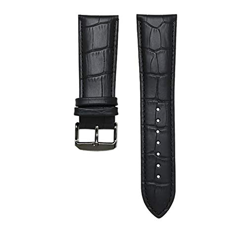 Cycat Uhrenarmband Leder 22/23/24/26/28mm Armband Pin Schließe Herren-Lederarmband Schwarz Schwarz Buckle, 21mm von Cycat