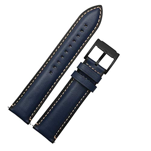 Uhrenarmband Leder 24/20/22mm Schnellspann-Uhrenarmband Blau Schwarz Schließe, 20mm von Cycat