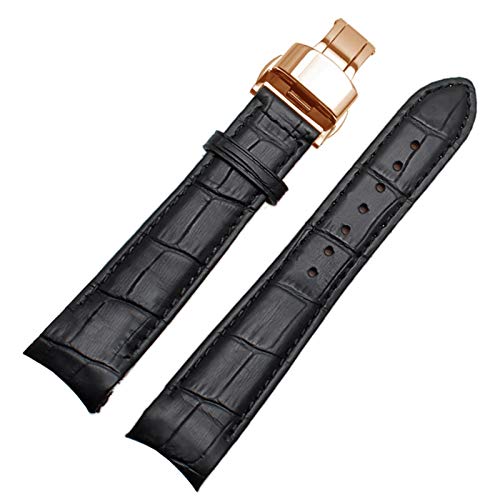 Uhrenarmband Leder Curve End Uhrenarmband Ersatzband Black Rose Buckle, 21mm von Cycat