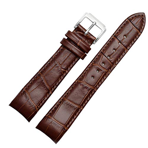 Uhrenarmband Leder Curve End Uhrenarmband Ersatzband Brown Pin Silber, 20mm von Cycat