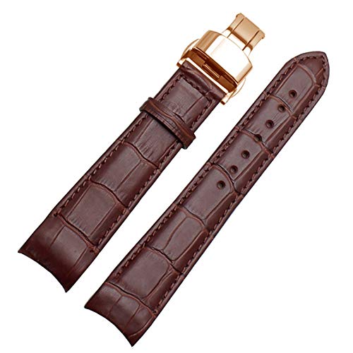 Uhrenarmband Leder Curve End Uhrenarmband Ersatzband Brown Rose Buckle, 22mm von Cycat