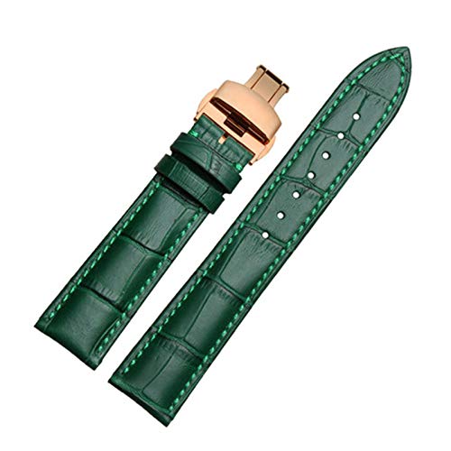 Uhrenarmband Leder Green Bamboo Ersatzband 18/20/22mm Schnellspanner Uhrenarmband Leder Rose Gold Schließe, 12mm von Cycat