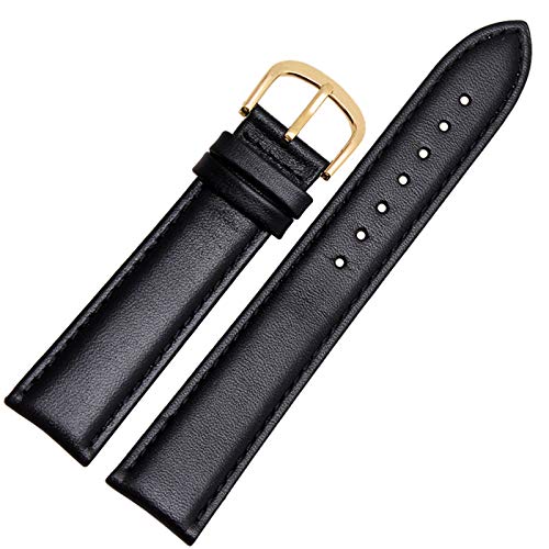 Uhrenarmband Leder Schwarz/Braun Uhrenarmband 12-24mm Uhrenarmbänder Schwarzes Gold, 24mm von Cycat