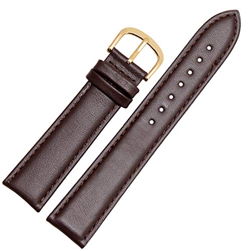 Uhrenarmband Leder Schwarz/Braun Uhrenarmband 12-24mm Uhrenarmbänder braun Gold, 12mm von Cycat