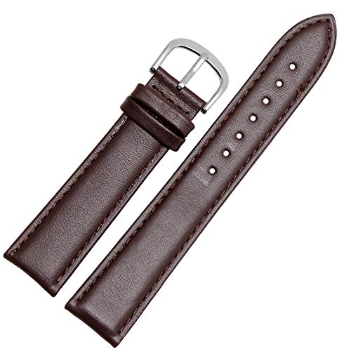 Uhrenarmband Leder Schwarz/Braun Uhrenarmband 12-24mm Uhrenarmbänder braun Silber, 18mm von Cycat