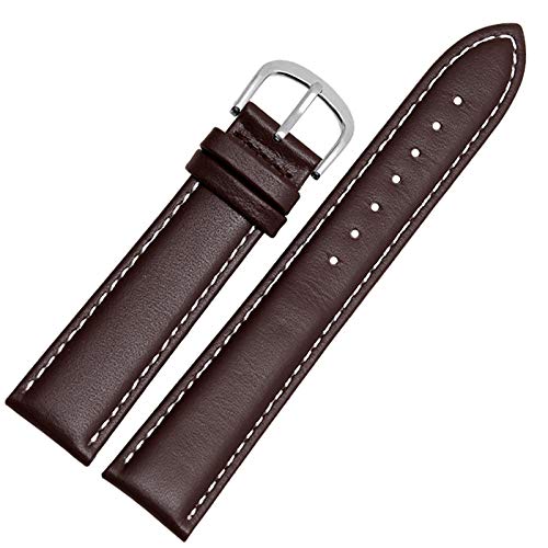 Vintage Ersatz-Uhrenarmbänder 12-24mm Einfache Uhrenarmband Leder Braun, Weiß, Silber, 24mm von Cycat