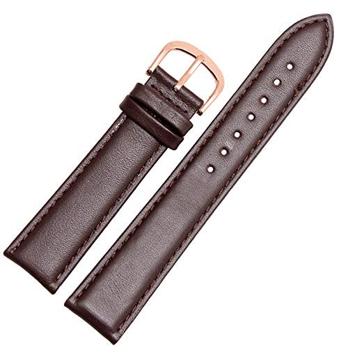 Vintage Ersatz-Uhrenarmbänder 12-24mm Einfache Uhrenarmband Leder Brown Rose Gold, 24mm von Cycat