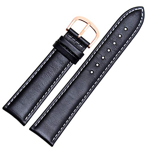 Vintage Ersatz-Uhrenarmbänder 12-24mm Einfache Uhrenarmband Leder Schwarz-weiße Rose GOL, 18mm von Cycat