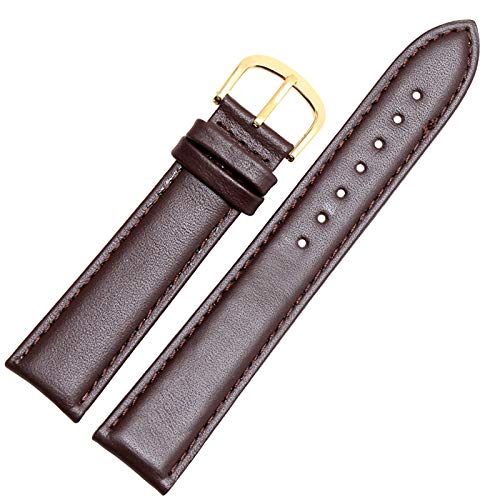 Vintage Ersatz-Uhrenarmbänder 12-24mm Einfache Uhrenarmband Leder braun Gold, 24mm von Cycat